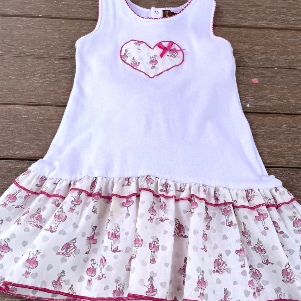 NWOT Fleurisse White Dress with Pink Heart